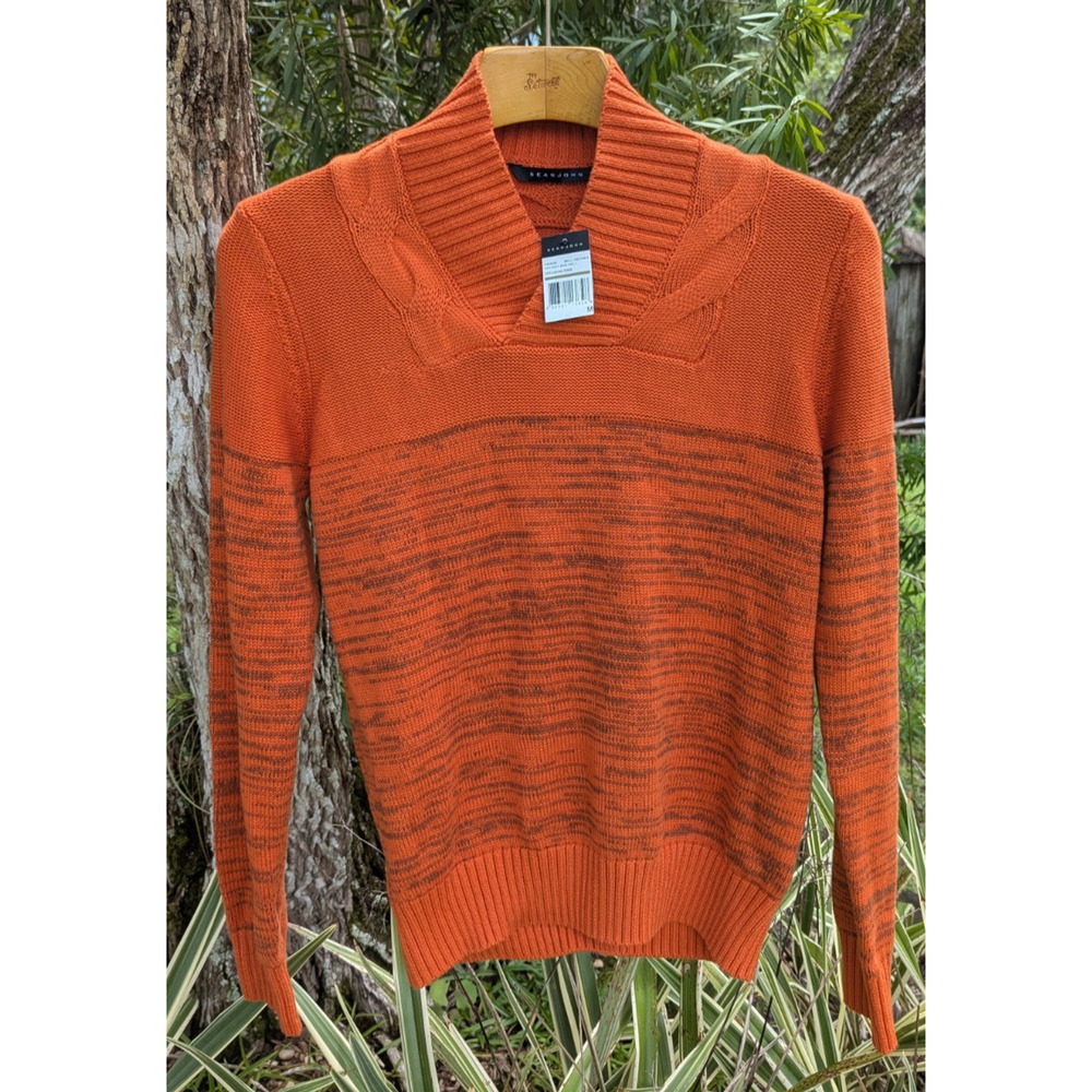 Sean John Mens M Medium Twist Shawl Collar Pullover Sweater